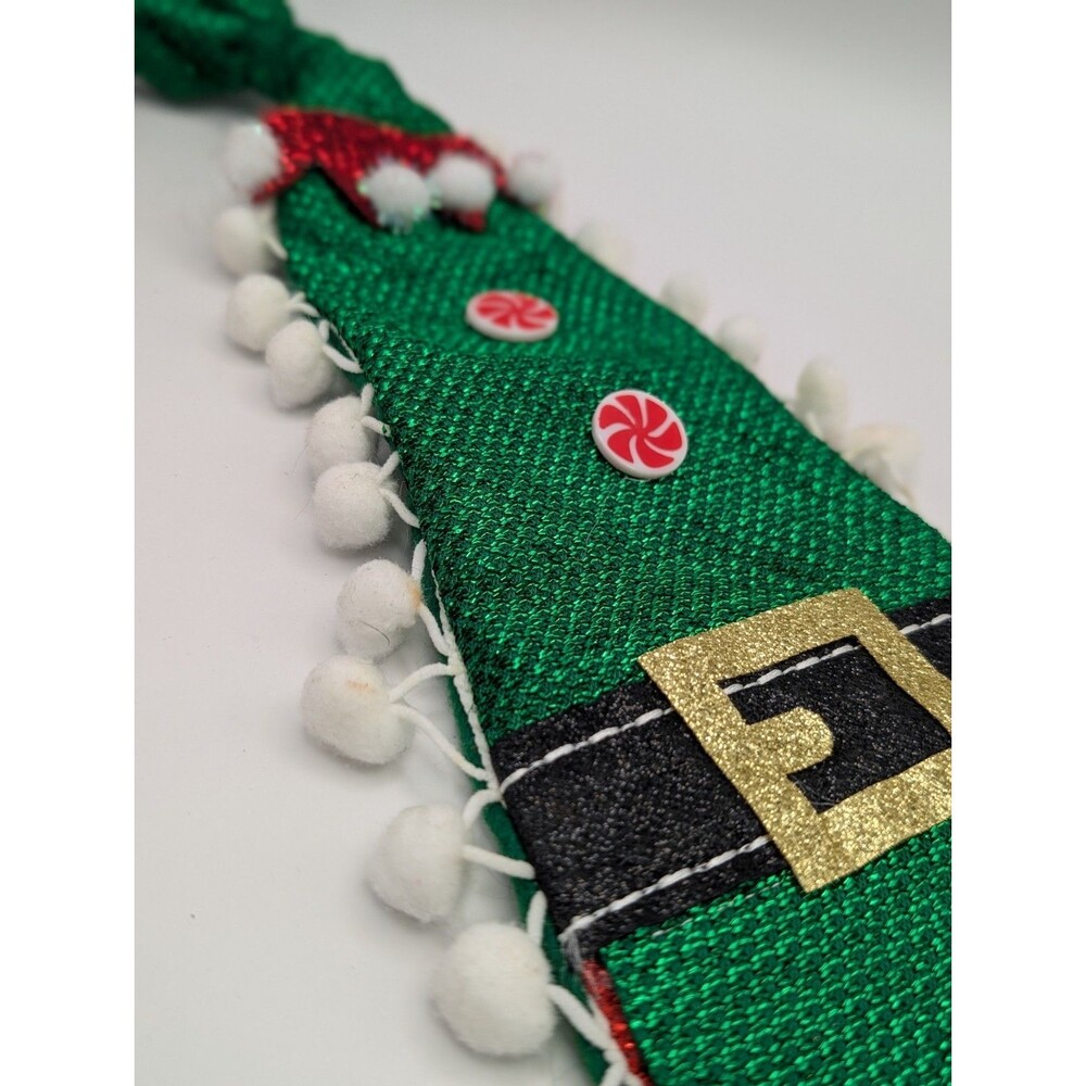 Men’s Christmas Sparkly Neck Tie 16” Party Gag Gift NWT** Green Elf Suit Decor - Picture 9 of 9